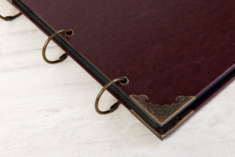 Potricher 10 x 10 Inch Brown Leather Hardcover Scrapbook Album with 80 Pages - Image 4
